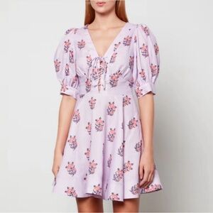 House of Harlow 1960 Floral Puff Sleeve Mini Dress Size 10